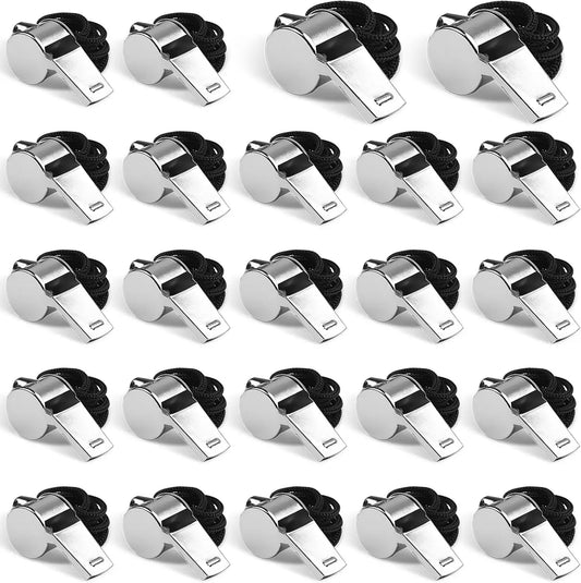Stainless Steel Sports Whistles With Lanyards For Coaches And Safety