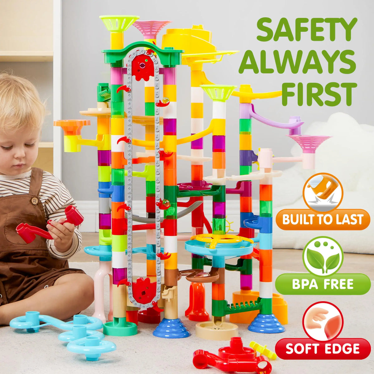 Joyfy Glowing Marble Run Building Blocks With Motorized Elevator