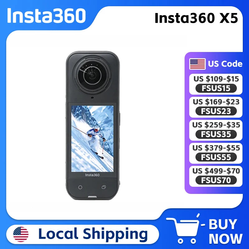 Insta360 X5 8K 360 Degree Video Camera With Replaceable Lenses