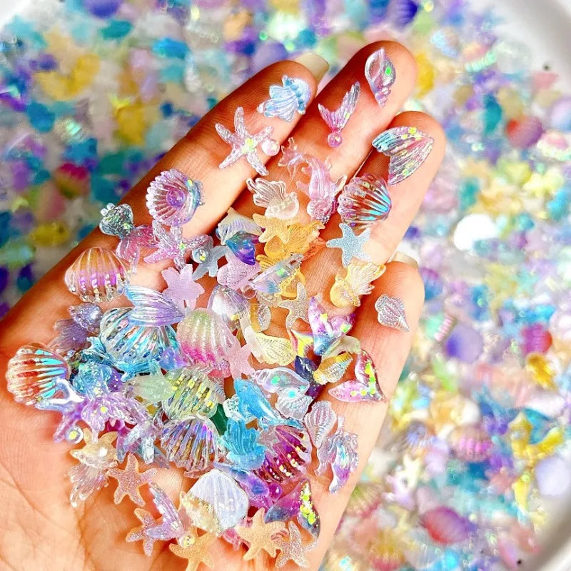 3D Simulated Conch Shell And Jellyfish Ocean Nail Art Decorations
