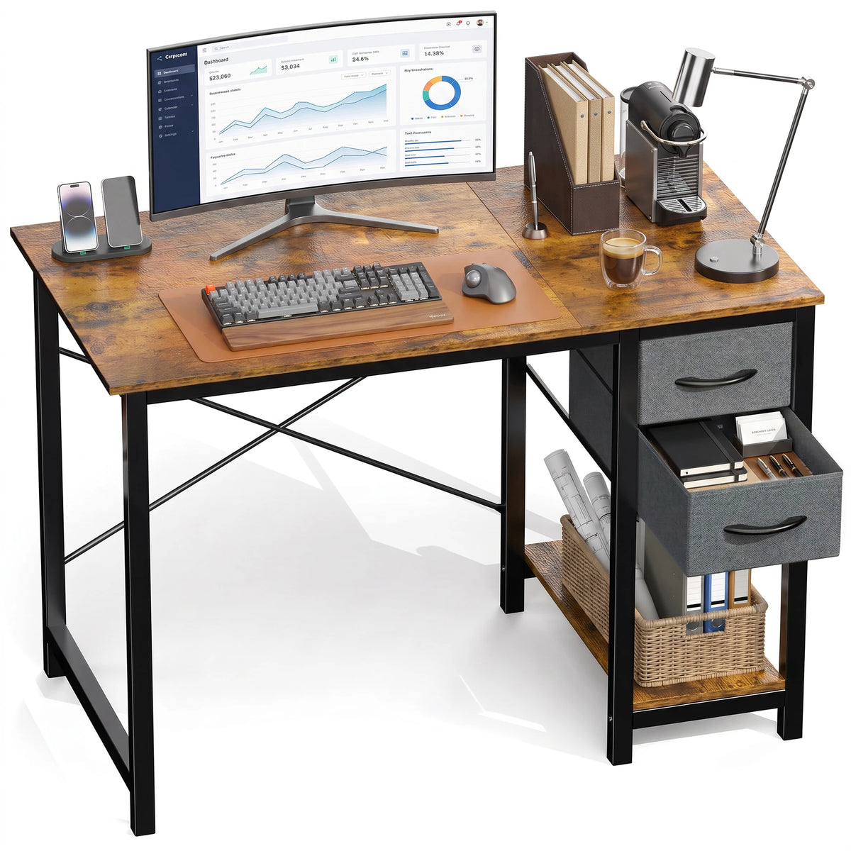 MCQ Ergonomic Office Desk With Drawers And Stable X Frame
