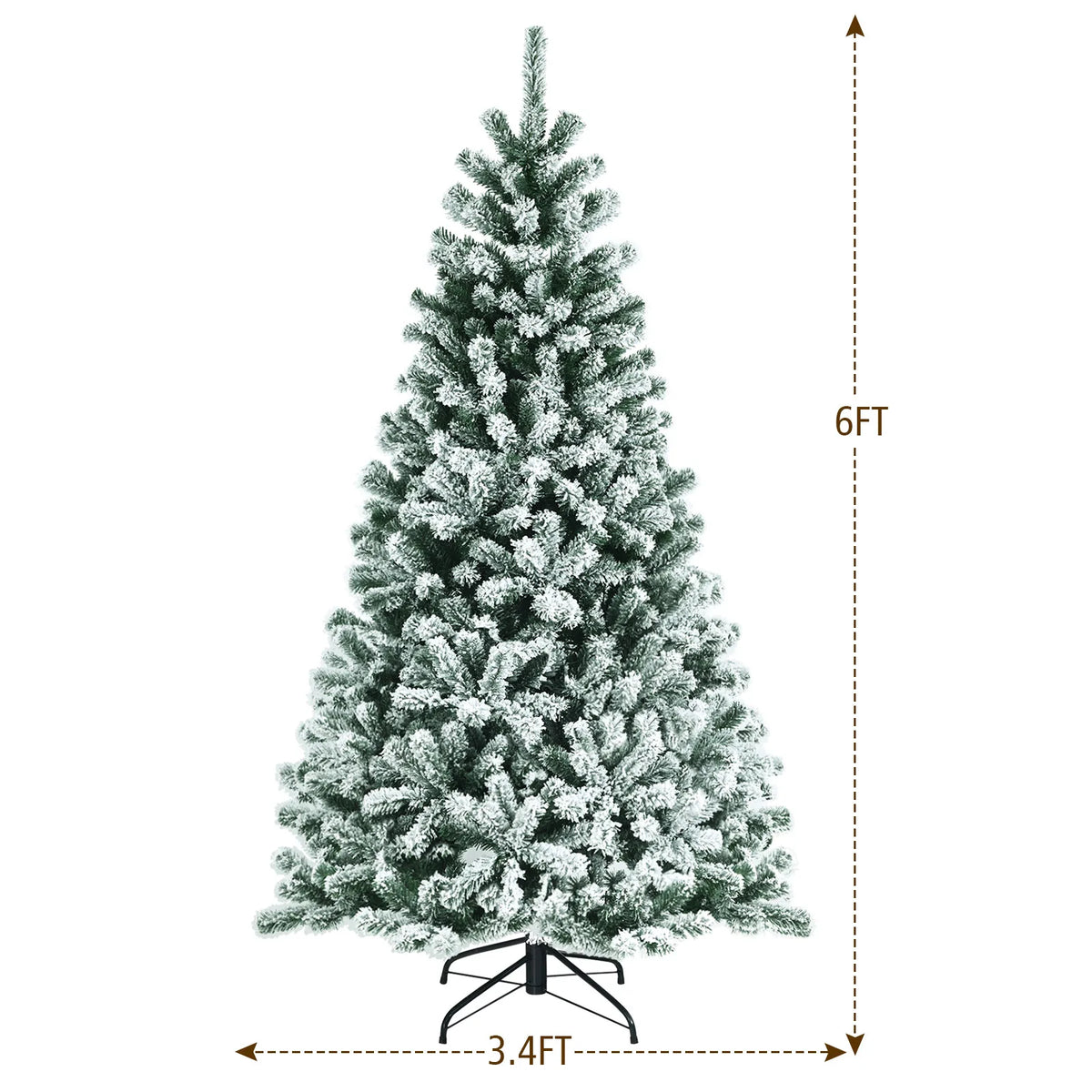 Multigot 928 Tips Snow Flocked Hinged Christmas Tree Metal Stand