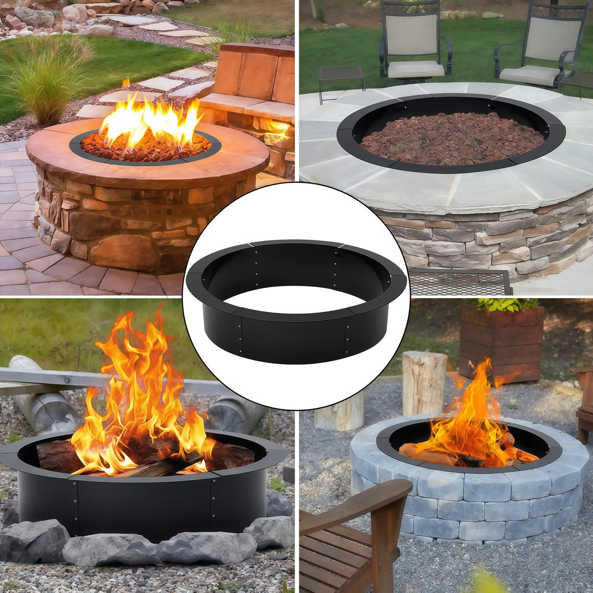 Outdoor Heavy Duty Steel Smokeless Fire Pit Ring Insert