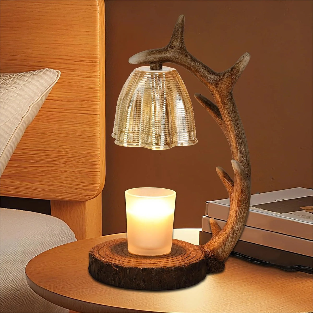Candle Warmer Lamp With Timer And Dimming Resin Antler Design