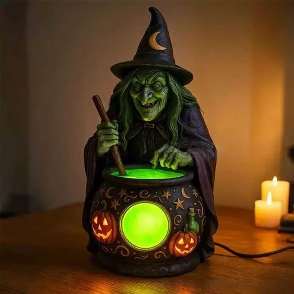 Halloween Witch Ghost Resin Lantern for Spooky Party Decor