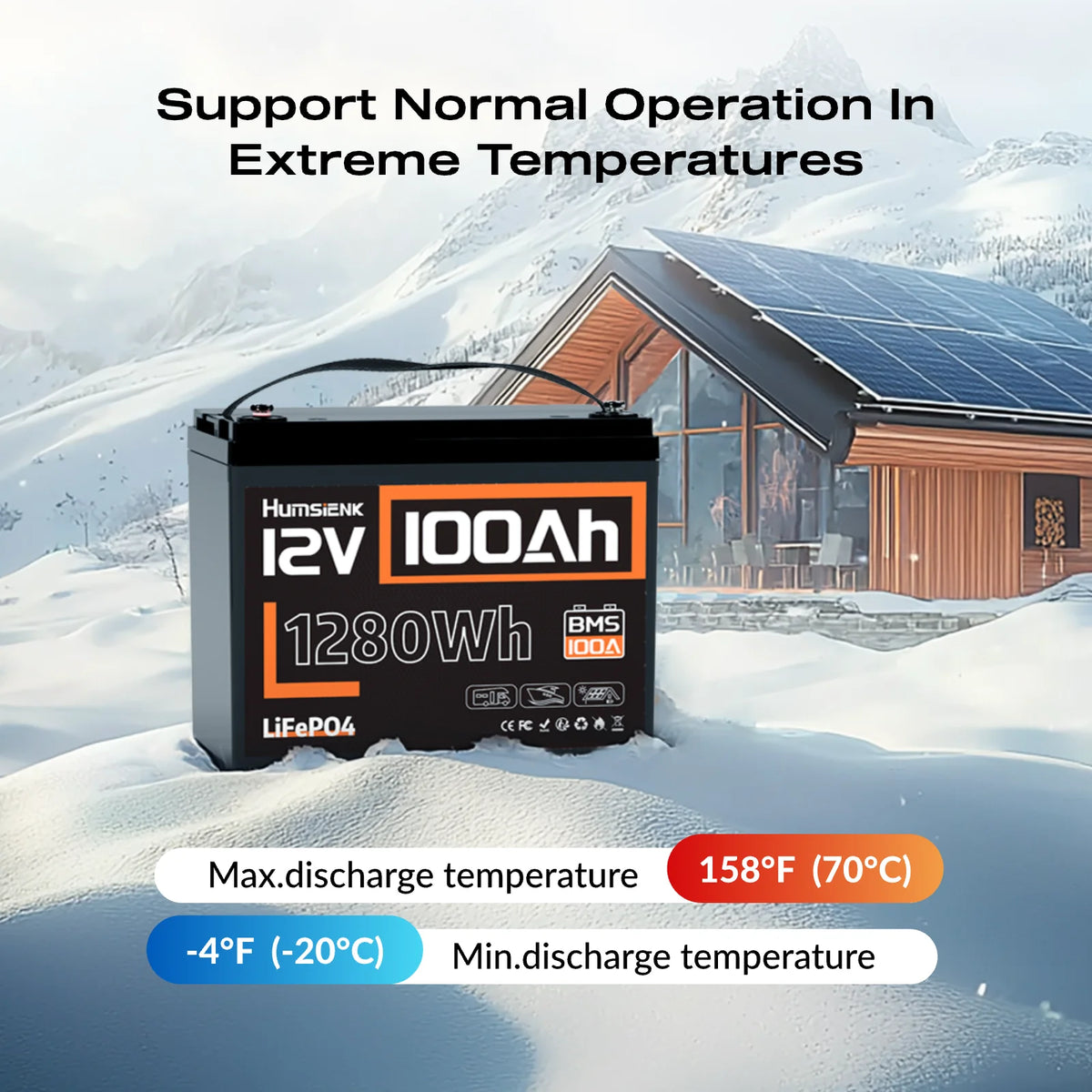 Humsienk 12V 100Ah LiFePO4 Lithium Battery With 100A BMS