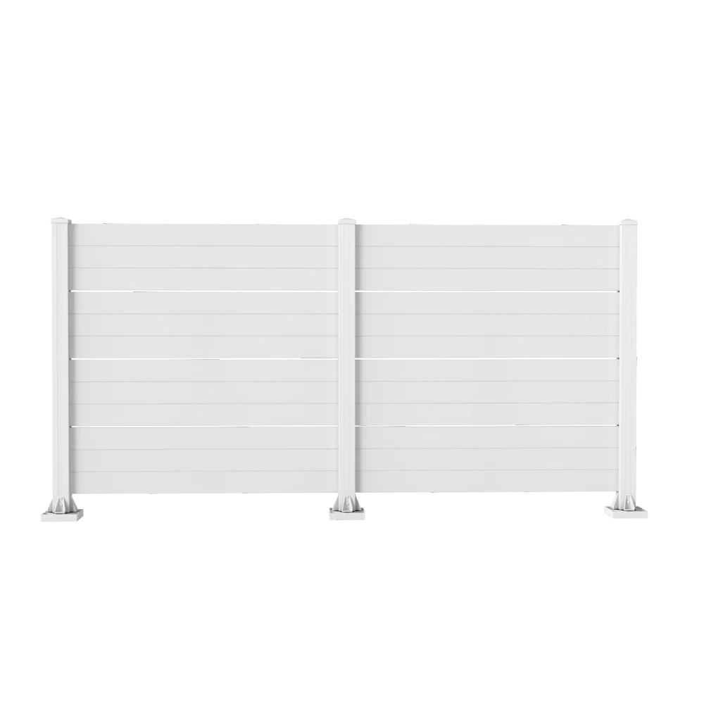 Outdoor Privacy Screen, Air Conditioner Fence, All-Weather Vinyl Privacy Fence Screens with Aluminum Posts, 4 Panels, White FYCS