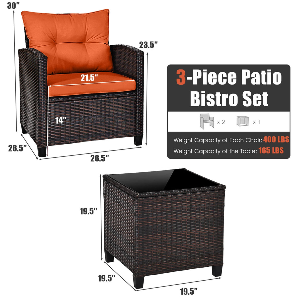 HOMASIS Premium Rattan Patio Conversation Set With Cushions