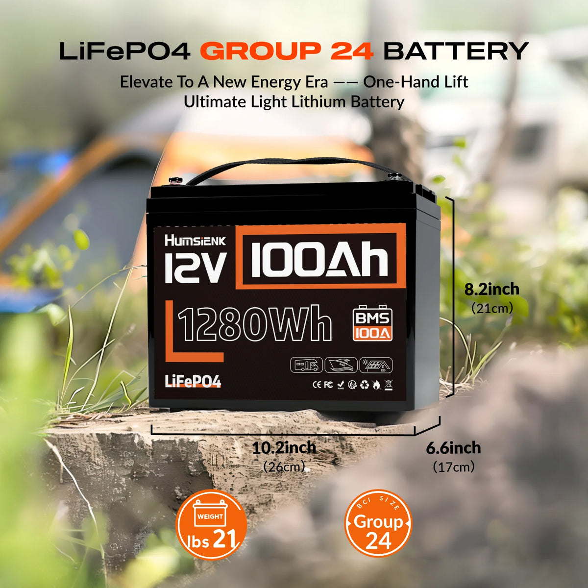Humsienk LiFePO4 Lithium Battery With BMS For RV Solar Storage