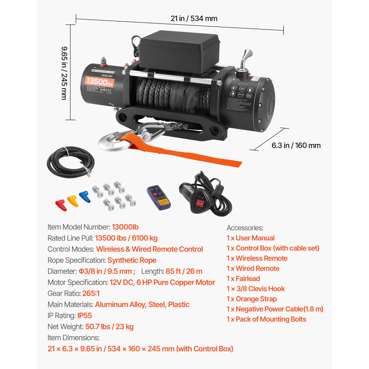 SucceBuy Electric Winch With Synthetic Rope Wireless Control For Recovery