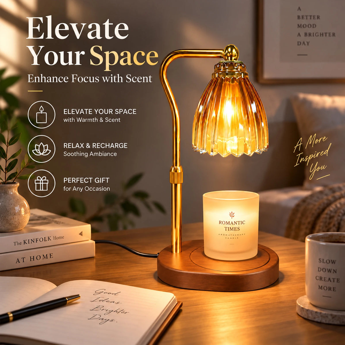 Glass Candle Warmer Lamp With Timer And Dimmable Control