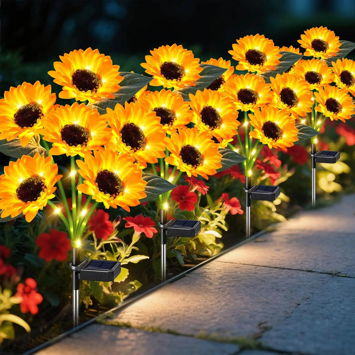 KPSTEK Solar Sunflower Garden Lights Waterproof Outdoor Decor