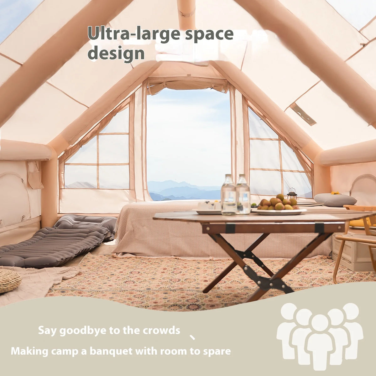 Pakicetus Luxury Inflatable Camping Tent With Stove Plug