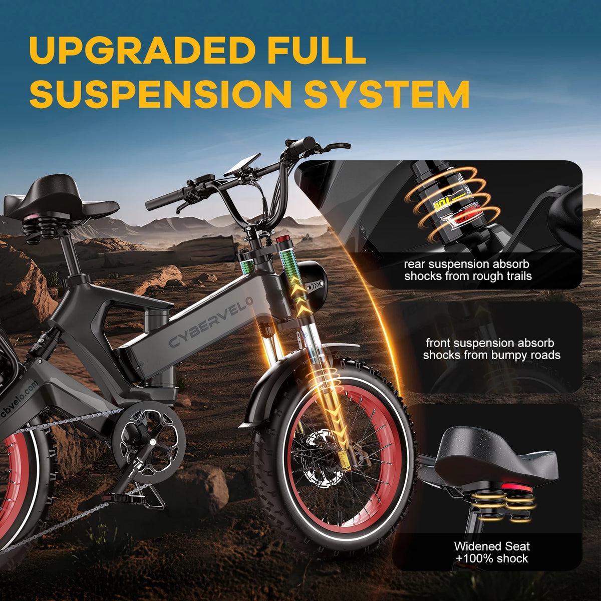 Cybervelo Foldable Fat Tire Electric Bike With 2000W Motor