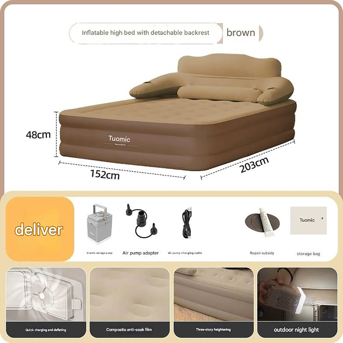 Automatic Inflatable Camping Mattress With Built In Fast Inflator Pump