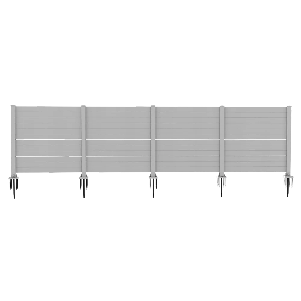 Outdoor Privacy Screen, Air Conditioner Fence, All-Weather Vinyl Privacy Fence Screens with Aluminum Posts, 4 Panels, White FYCS