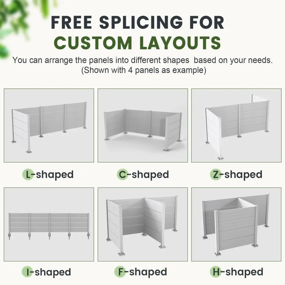 Outdoor Privacy Screen, Air Conditioner Fence, All-Weather Vinyl Privacy Fence Screens with Aluminum Posts, 4 Panels, White FYCS