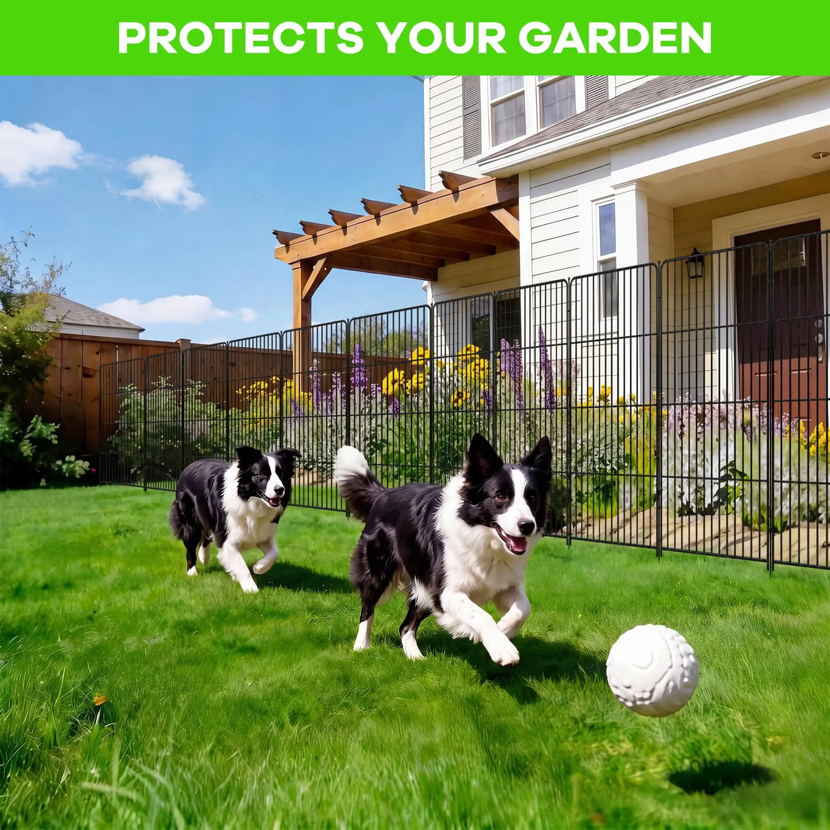 Garden Fence, 36in(H) x 22.1ft(L) 10 Pack Garden Fencing Animal Barrier, Metal No Dig Fence, Dog Fence Outdoor for Yard, Dog Playpen Outdoor Decorative Garden Fences for Yard Patio, Black