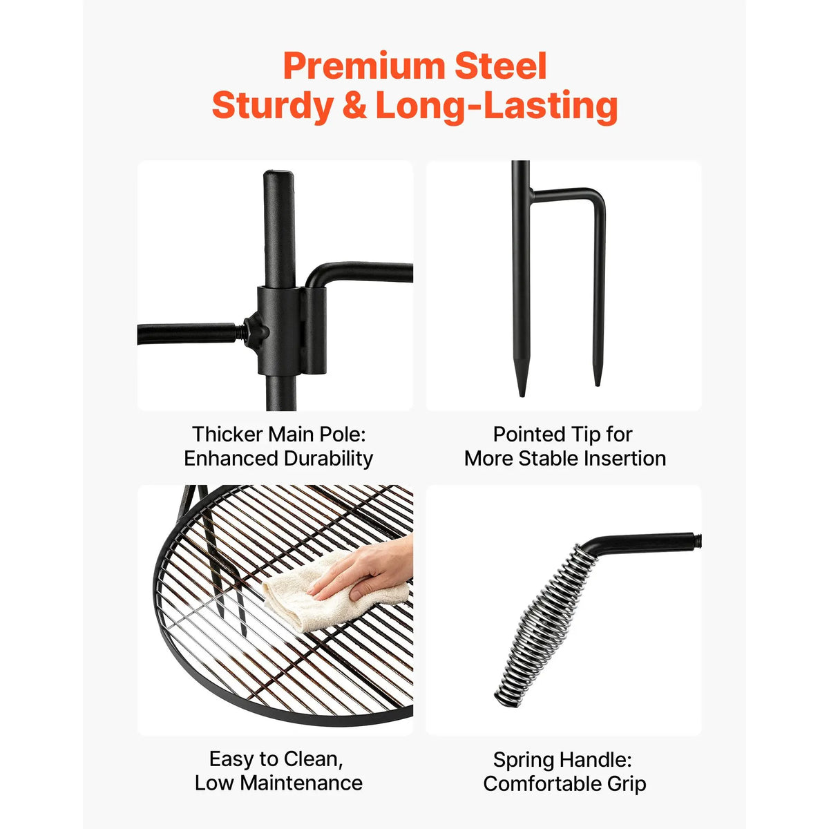 Heavy Duty Swivel Campfire Grill Portable Adjustable Outdoor Cooking Grate