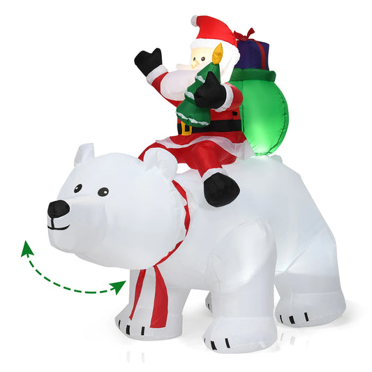Lifezeal Inflatable Christmas Santa Riding Polar Bear With Shaking Head