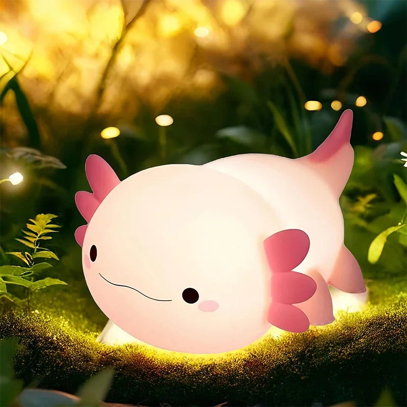 Cute Axolotl Silicone Night Light Touch Control USB Rechargeable Lamp
