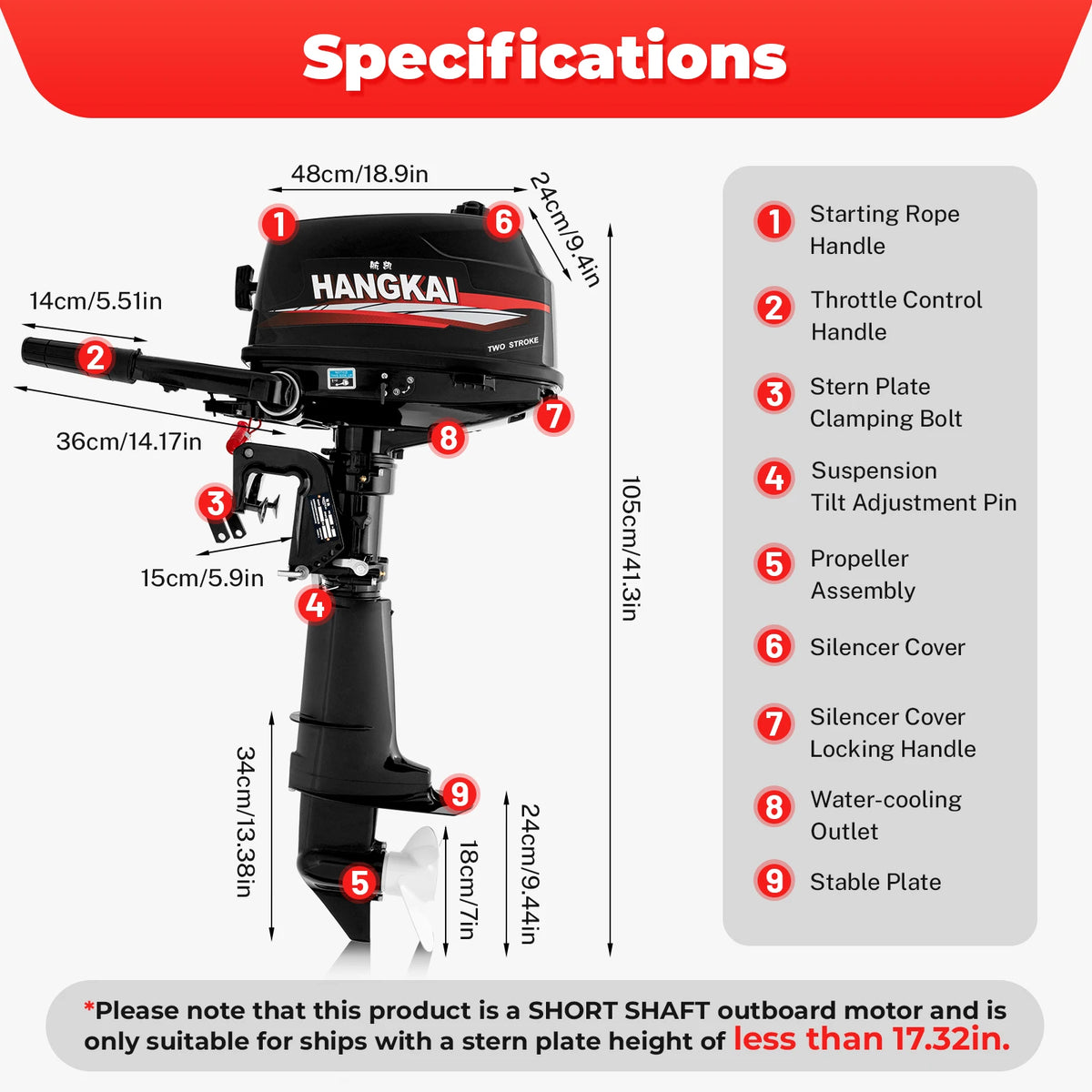 Bymaocar Two Stroke Water Cooled Outboard Engine for Marine Boats