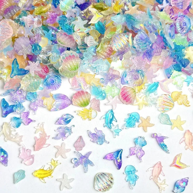 3D Simulated Conch Shell And Jellyfish Ocean Nail Art Decorations
