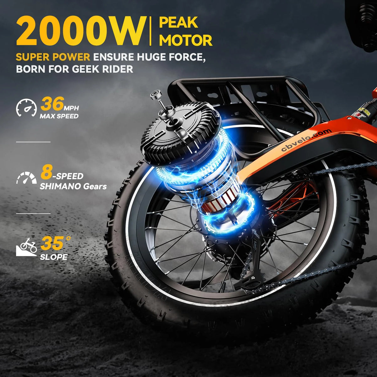 Cybervelo Foldable Fat Tire Electric Bike With 2000W Motor