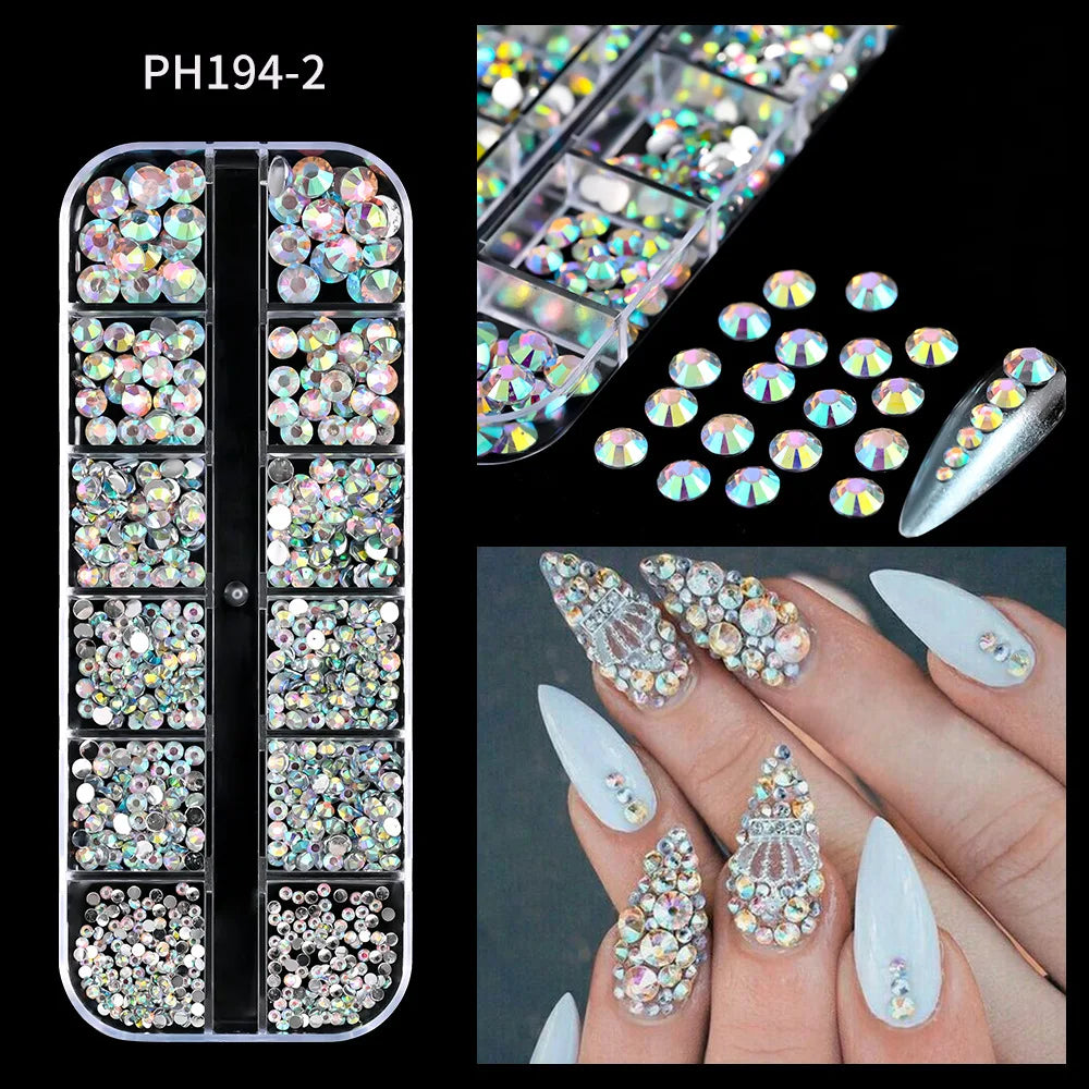 AB Crystal Nail Art Rhinestones Kit With Application Tools