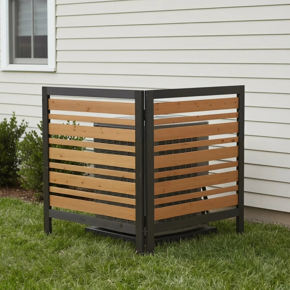 3-Panel Outdoor Air Conditioner Fence 3-Section Outdoor Wooden Screen, Outside Wood Privacy Fence, 32" W X 38" H Supplies FYCS