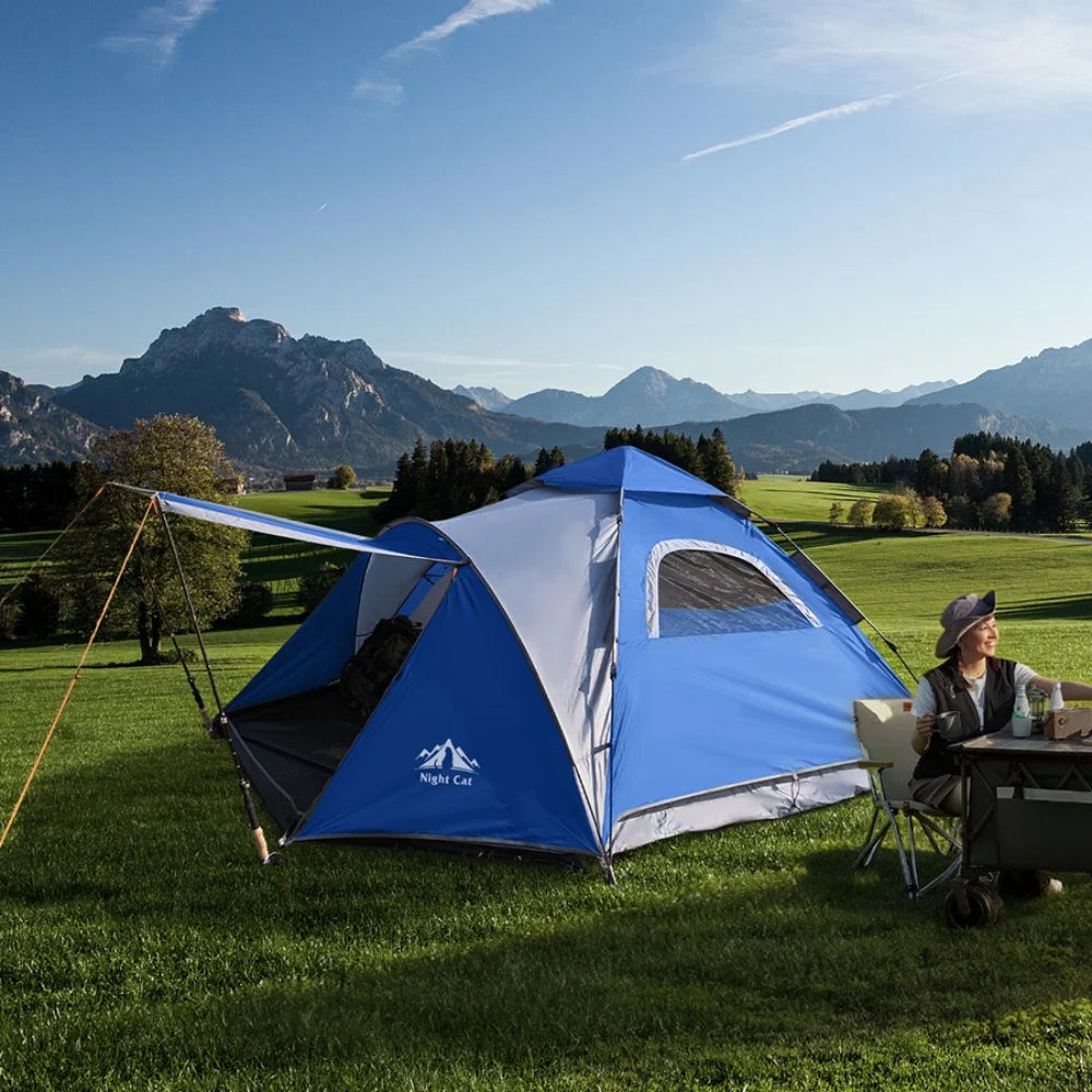 Night Cat Instant Pop Up Camping Tent With Waterproof Rainfly