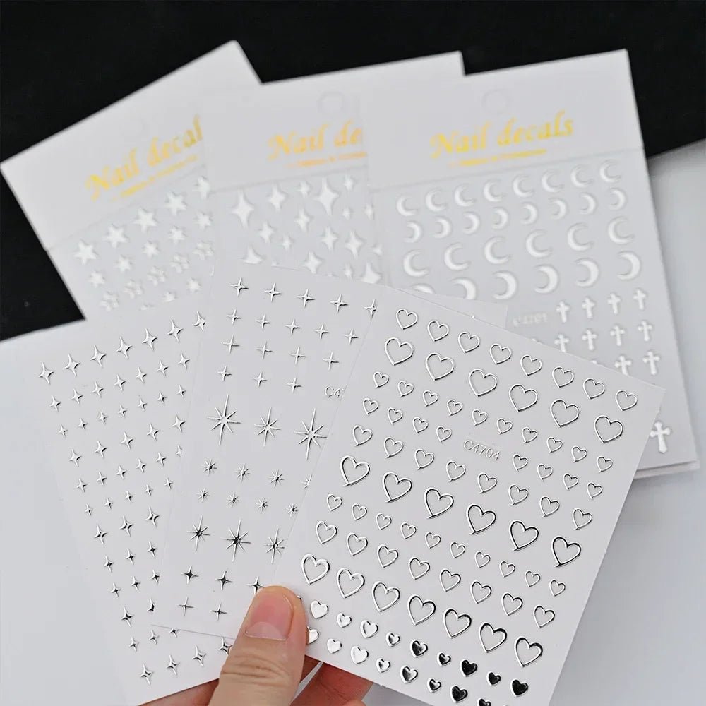 3D Star Chain Heart Nail Stickers for DIY Nail Art Supplies