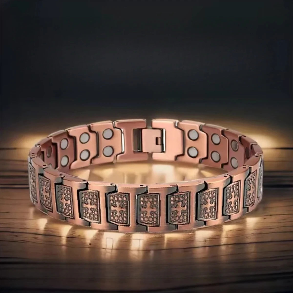Fashionable Retro Style Cross-shaped Full Magnetic Copper Bracelet, Dark Ghost Magnetic Stone Bracelet, Halloween/Christmas Jewe