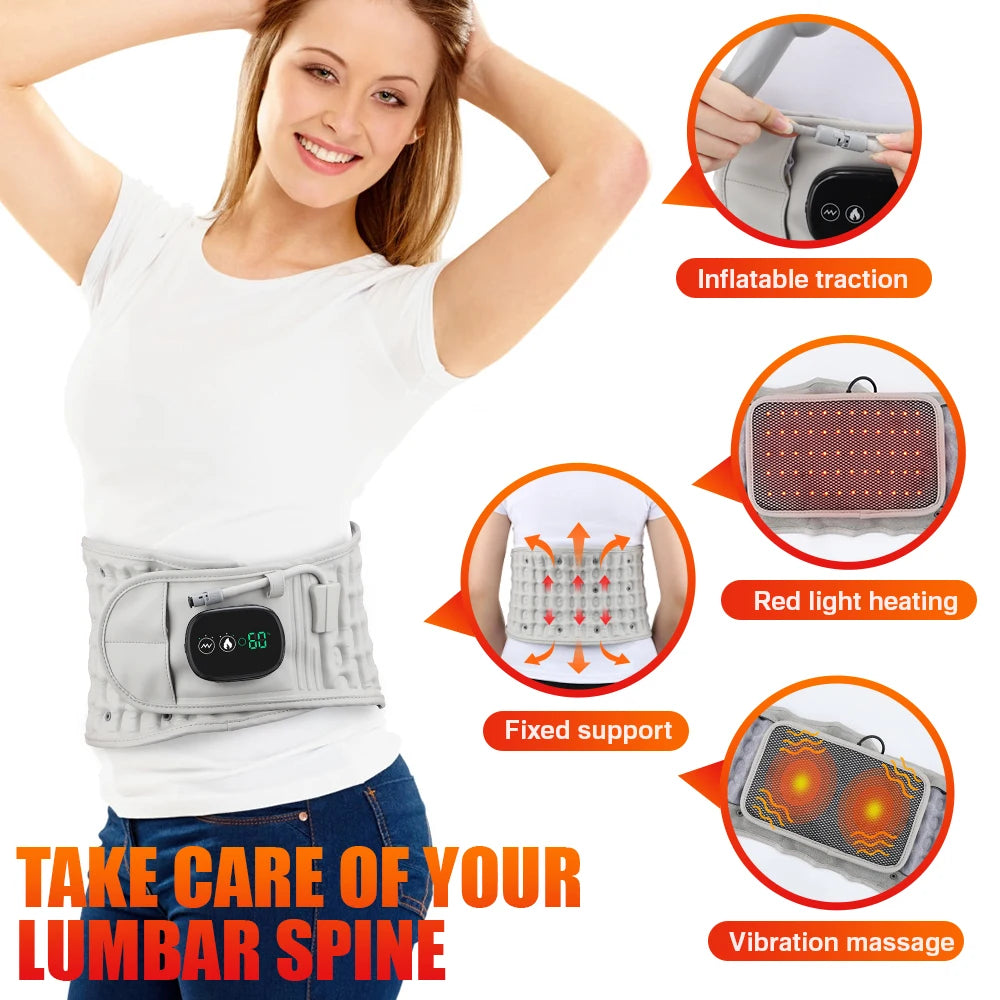 Hailicare Inflatable Heating Waist Massage Belt With Vibration Support