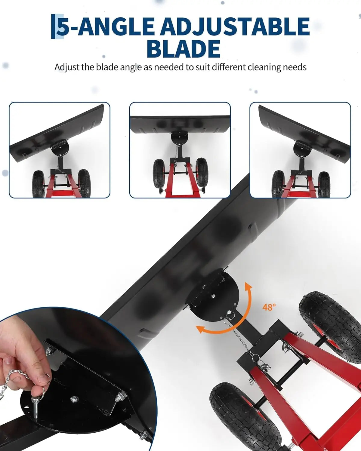 HiMISS Heavy Duty Wheeled Snow Shovel With Adjustable Handle