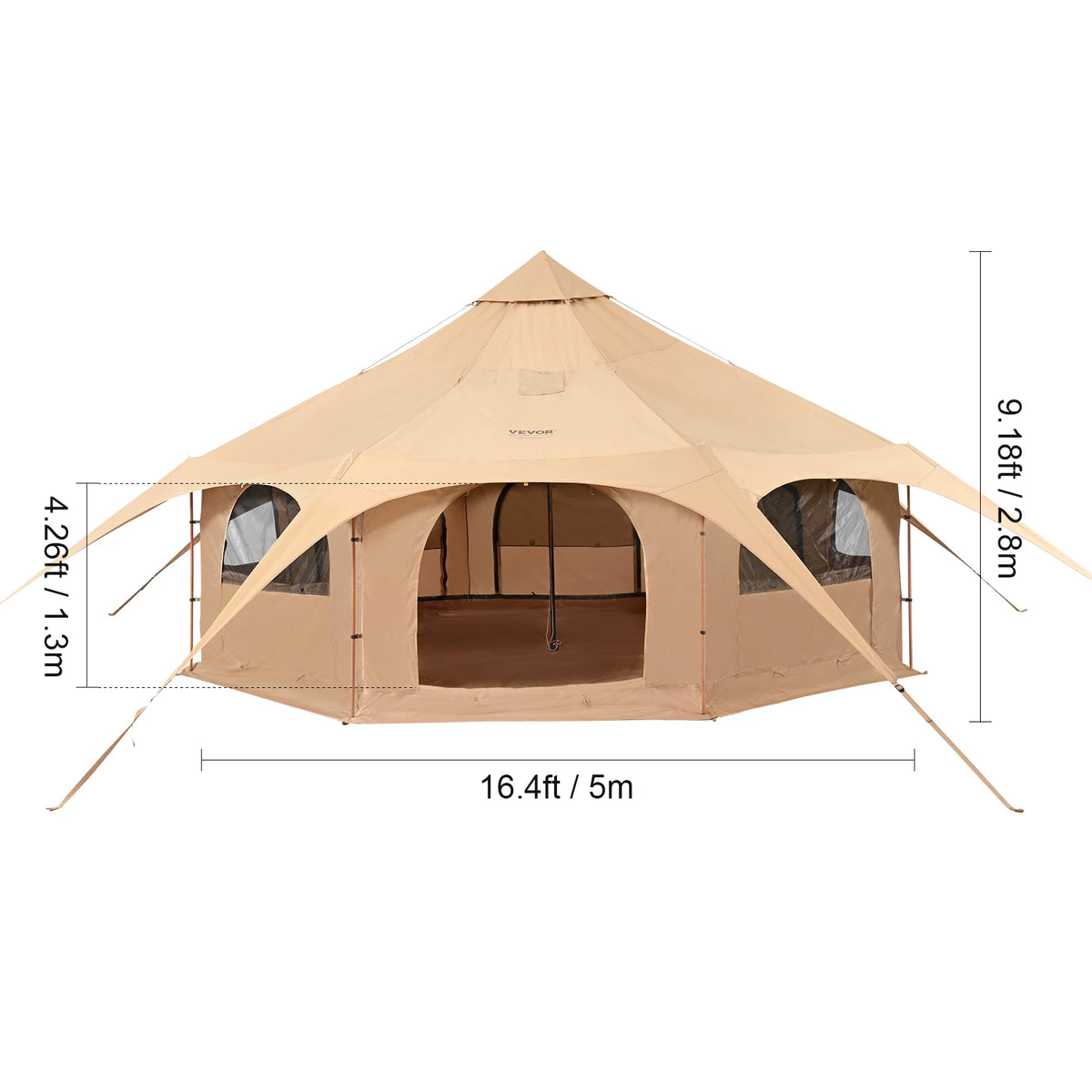SucceBuy All Season Canvas Bell Tent For Outdoor Camping