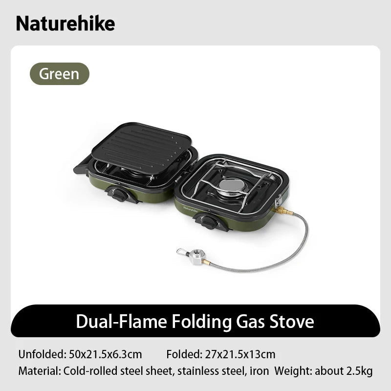 Naturehike Portable Two Burner Camping Stove With Griddle For Outdoor Cooking
