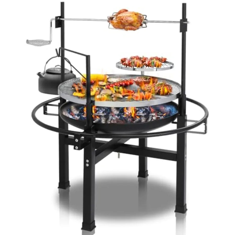 Outdoor Wood Burning Fire Pit With Swivel Cooking Grate