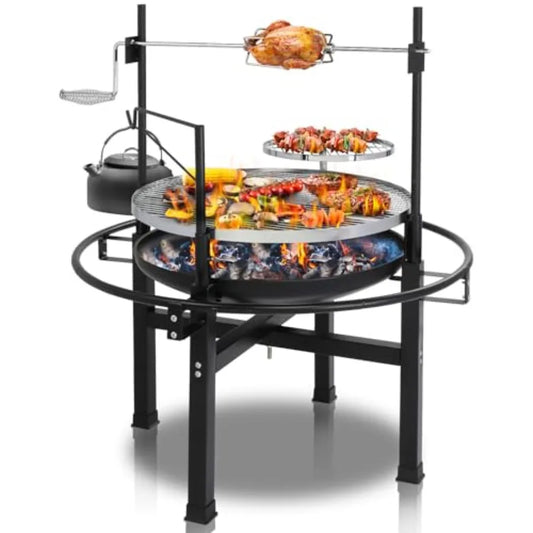 Outdoor Wood Burning Fire Pit With Swivel Cooking Grate