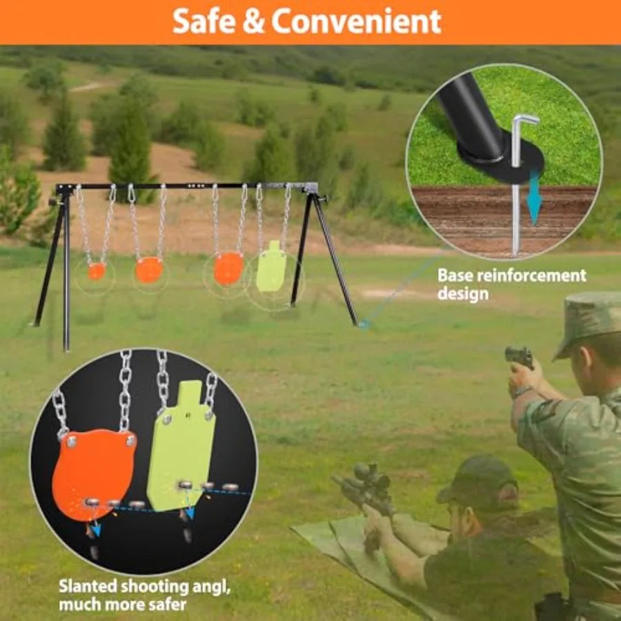 AR500 Steel Targets Stand Kit for Rifle and Pistol Training: 3 8 Thick 4 6 8 Gong Targets and 7x12 Torso Target with Durable St
