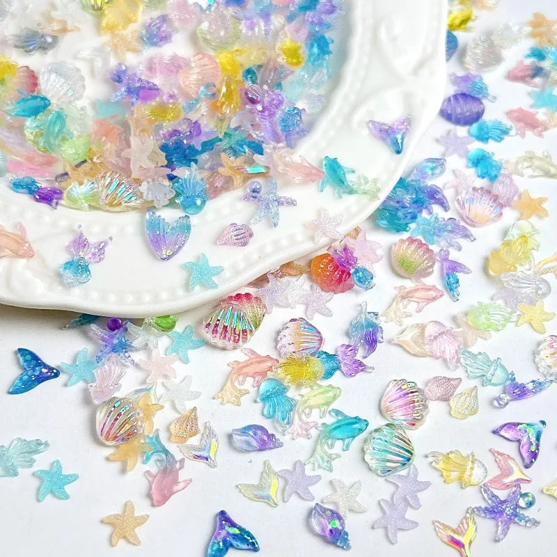 3D Simulated Conch Shell And Jellyfish Ocean Nail Art Decorations