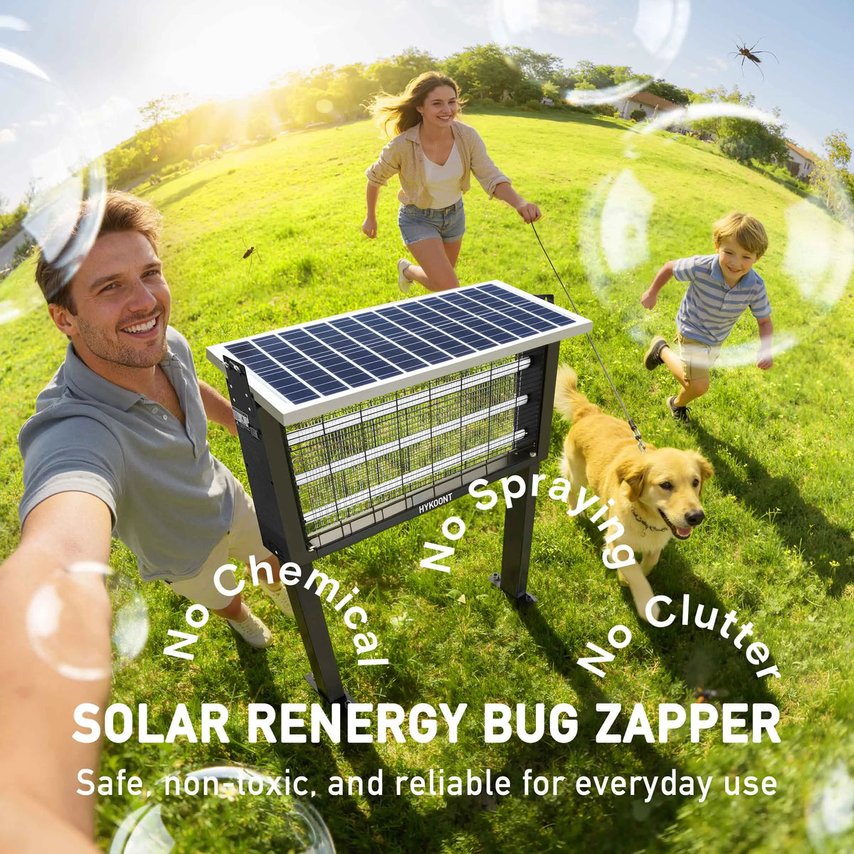 Solar Bug Zapper, Outdoor Mosquito Killer with LED Light, 3500V Electric Insect Trap, USB Rechargeable Fly Zapper for Patio Garden Backyard Camping