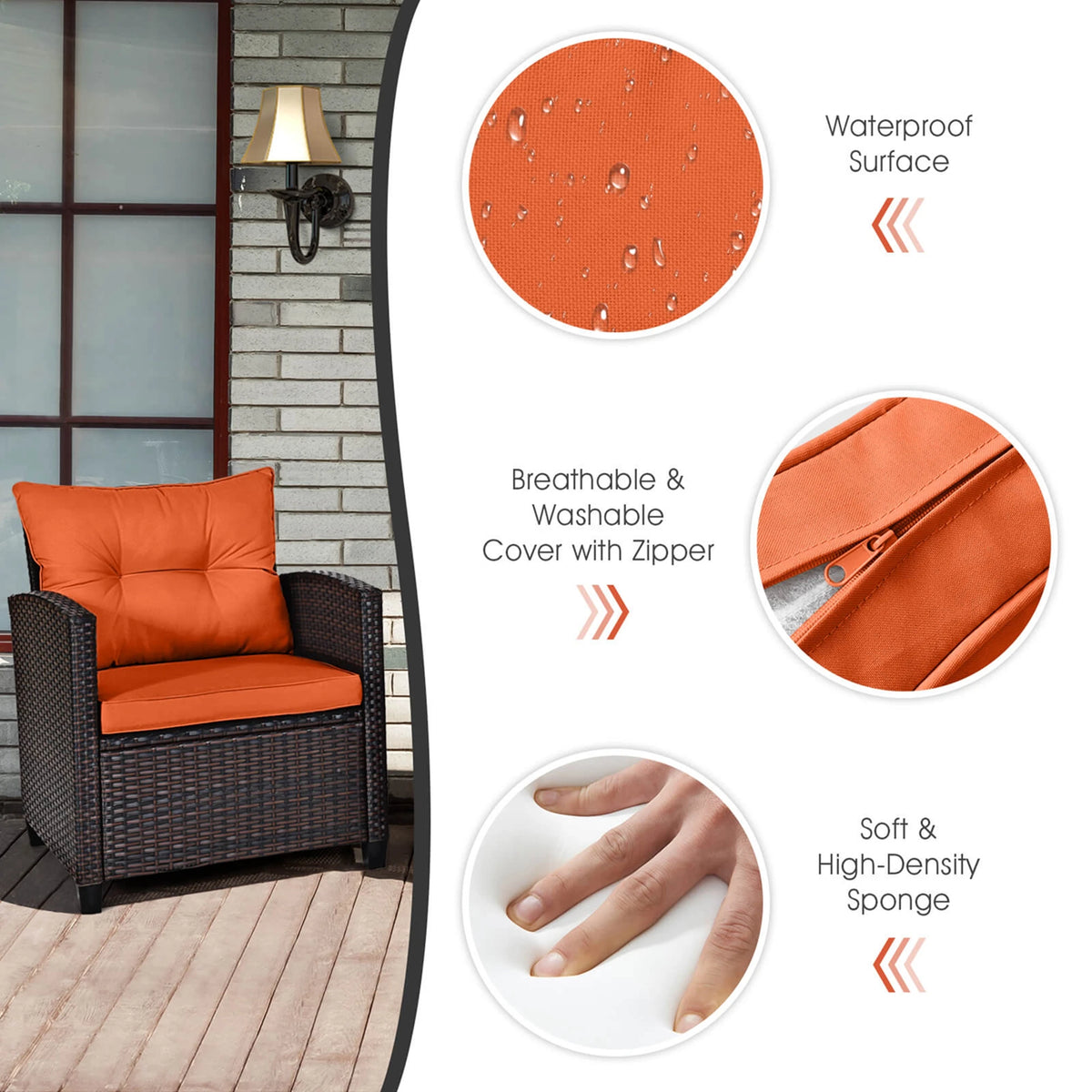 HOMASIS Premium Rattan Patio Conversation Set With Cushions