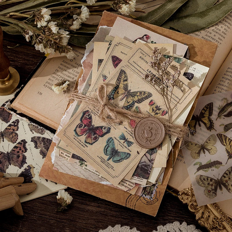 Vintage Mushroom Plant And Butterfly Stickers For Journals And Crafts