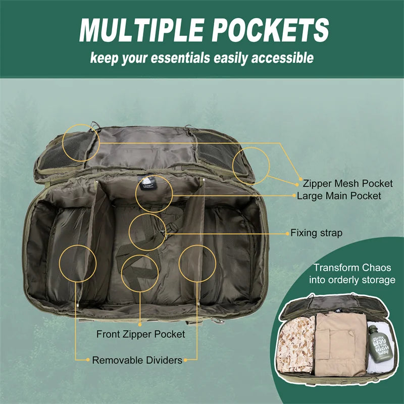 LQARMY Tactical Outdoor Backpack For Hiking Camping And Travel Gear
