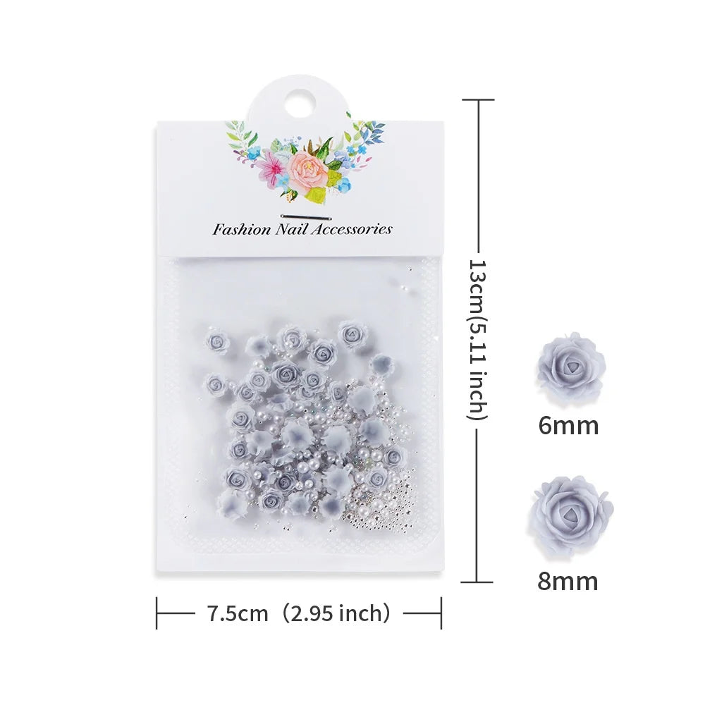 3D Resin Rose Pearl Nail Charms for Elegant Nail Art