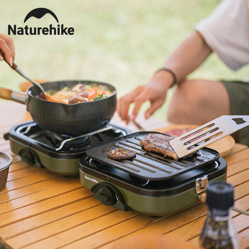 Naturehike Portable Two Burner Camping Stove With Griddle For Outdoor Cooking
