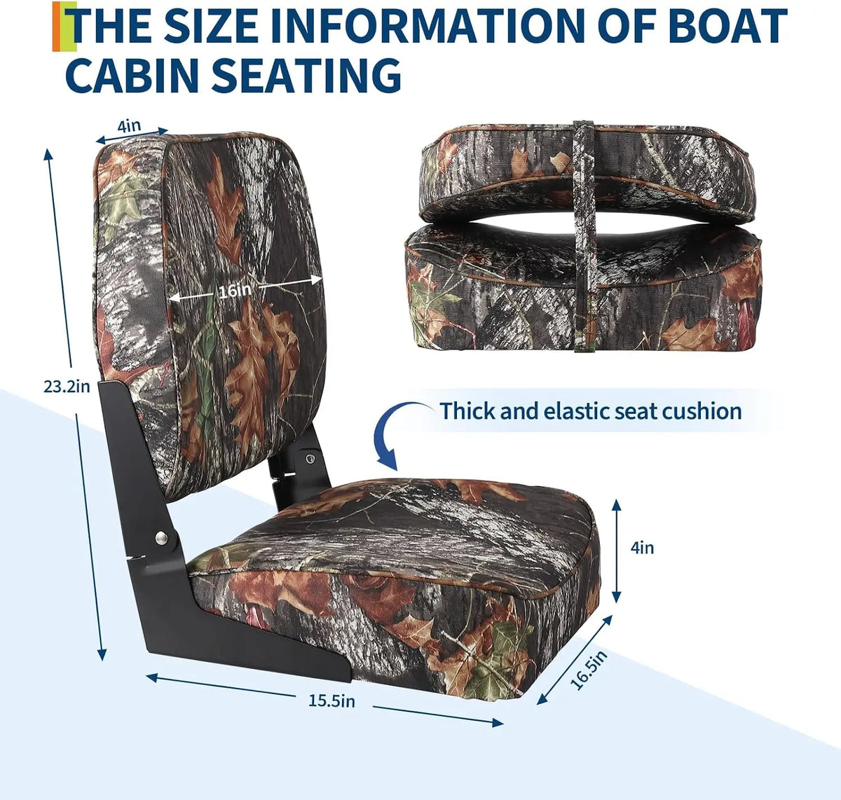 Low Back Folding Boat Seats With Waterproof Upholstery And Padding