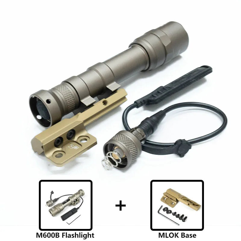 Tactical M300B M600B Flashlight Set M600C M300C LED Airsoftl Hunting Lamp with MLOK or 20MM Light Mount+SF Plug Momentary Switch