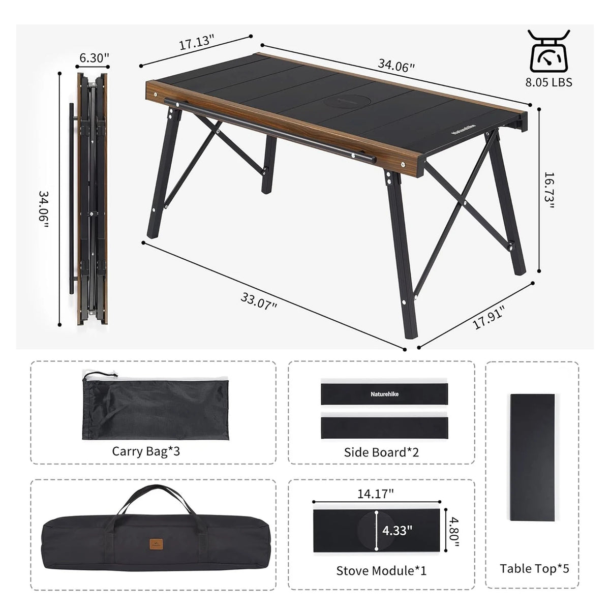 Naturehike Folding Aluminum IGT Camping Table For Outdoor Cooking